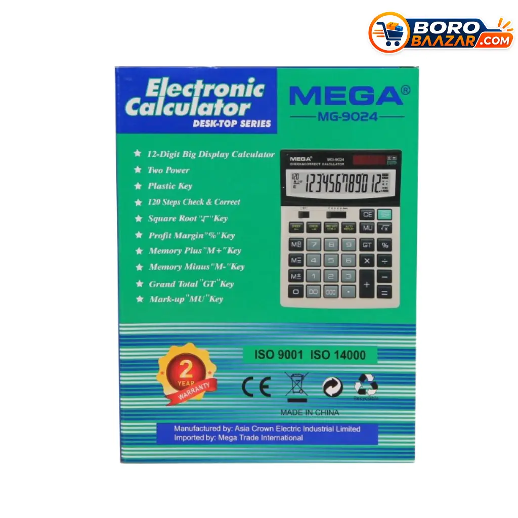Mega MG-9024 12 Digit Electronic Desktop Calculator