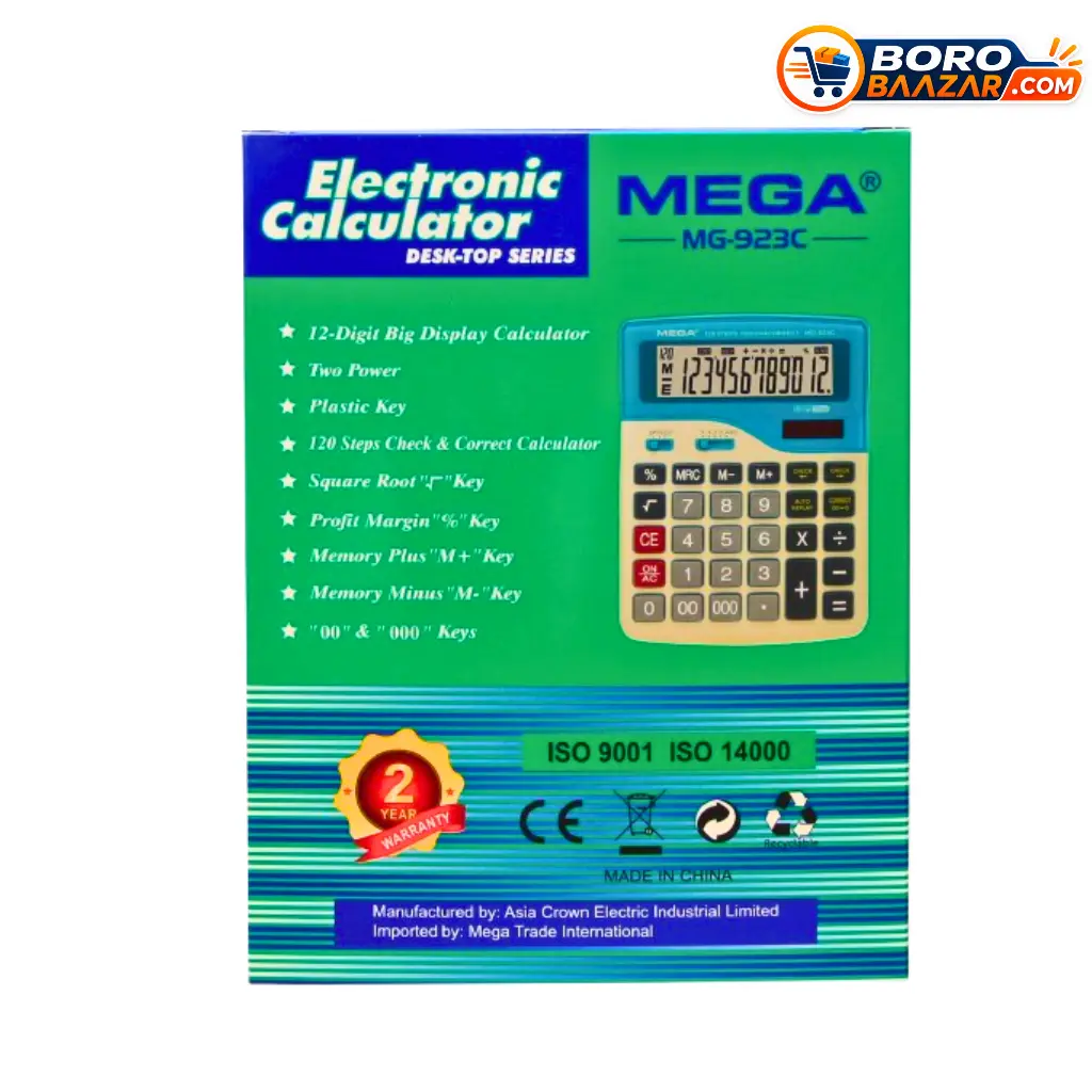 Mega MG-923C Calculator 12 Digit with Check and Correct