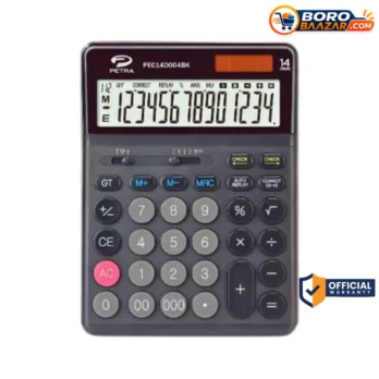 Petra PEC14D004BK Calculator 14 Digit Large Size Black & White
