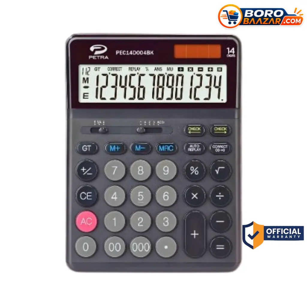Petra PEC14D004BK Calculator 14 Digit Large Size Black