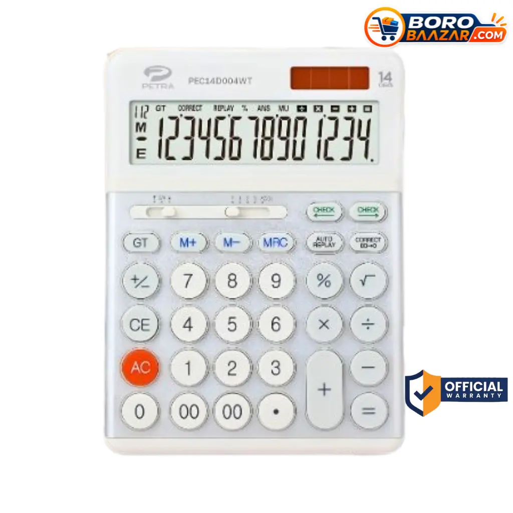 Petra PEC14D004BK Calculator 14 Digit Large Size Black