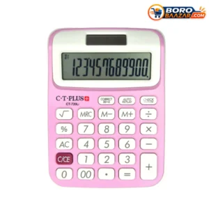 Citiplus CT-720Li Pink Calculator features a 12-digit extra-large LCD display, Check & Correct function, plastic keys, and battery & solar power. A compact and stylish choice for school, office, home, shop, and everyday calculations.