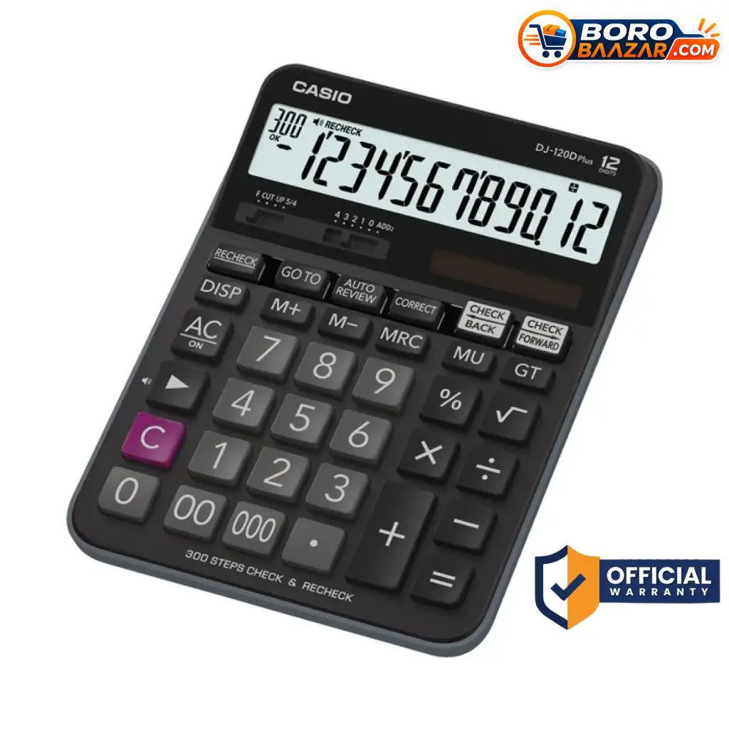 Casio DJ-120D Plus Calculator 12 Digit Check and Recheck Desktop Calculator