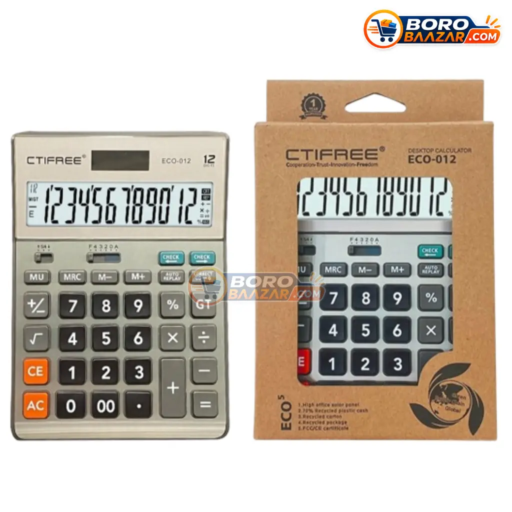CTIFREE ECO-012 Calculator 12 Digit Desktop Calculator