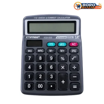 CTIFREE ECO-002 Calculator 12 Digit Desktop Calculator – Dual Power Solar & Battery