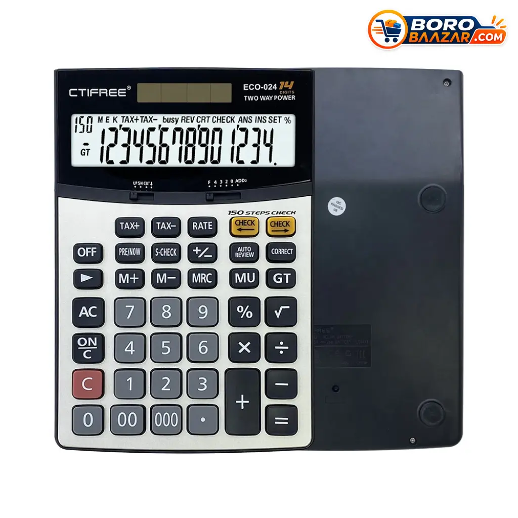 CTIFREE ECO-024 Calculator 14 Digit Dual Power Desktop Calculator
