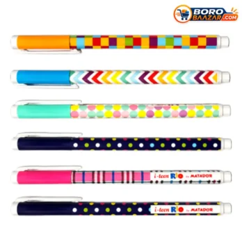 Matador i-Teen Rio Ball Pen Black Ink – 6 Pcs | Refillable