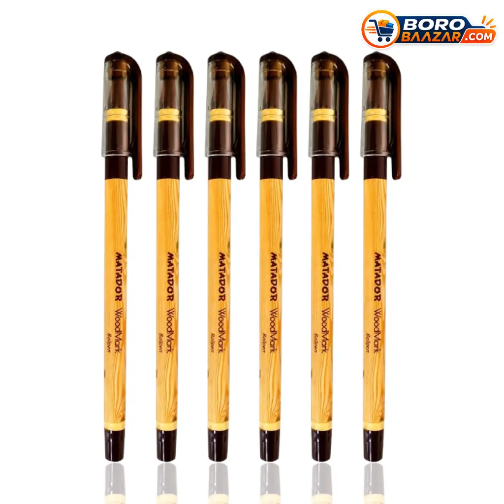 Matador Woodmark Ball Pen Black Ink 6 Pcs