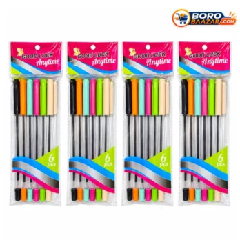 Good Luck Anytime Refillable Ball Pen Black Ink – 6 Pcs