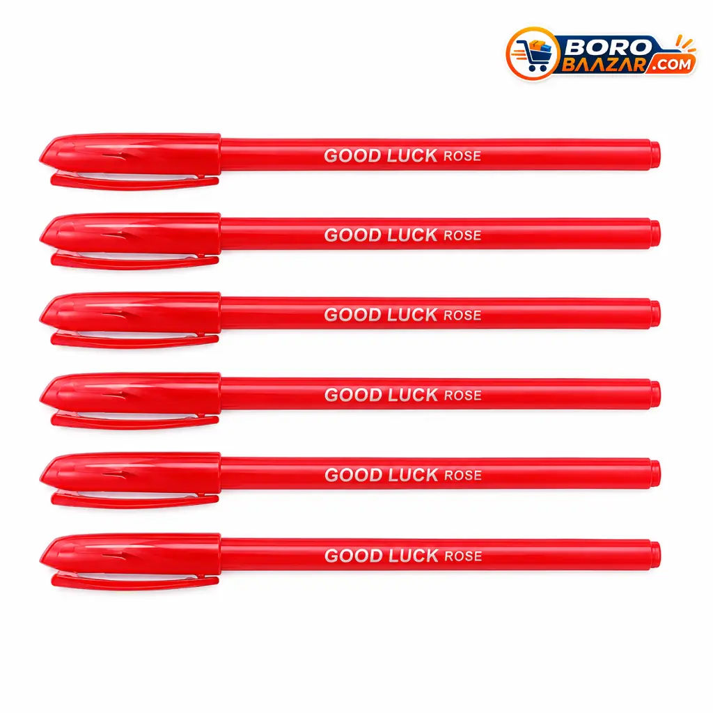 Good Luck Rose DF Ball Pen Red Ink 0.6mm 10 Pcs Pouch